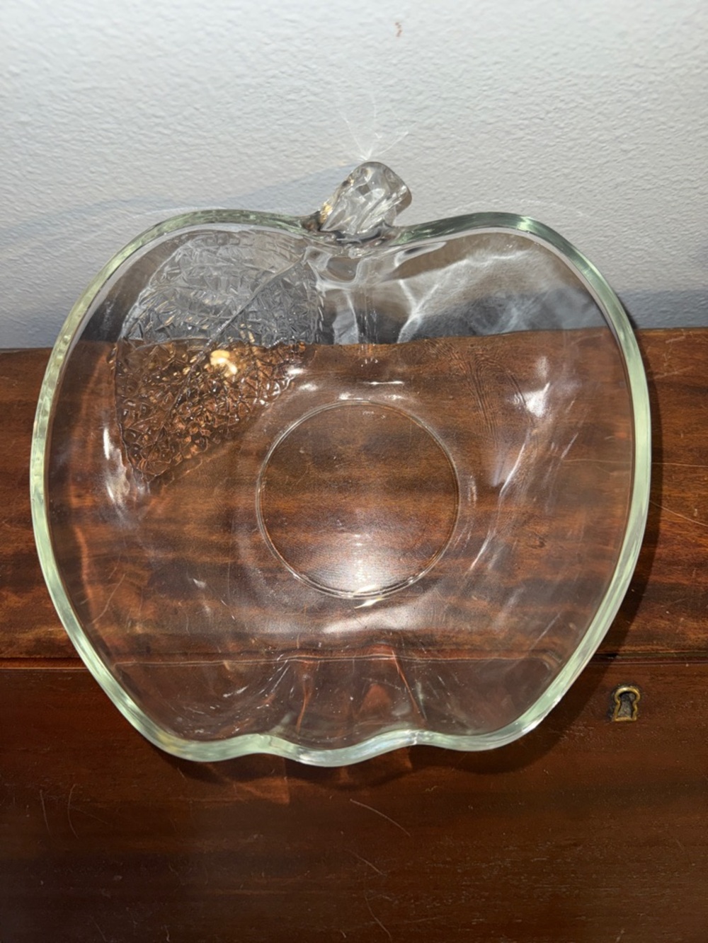 Vintage KIG Indonesia Clear Glass Apple Shaped Teacher  Bowl